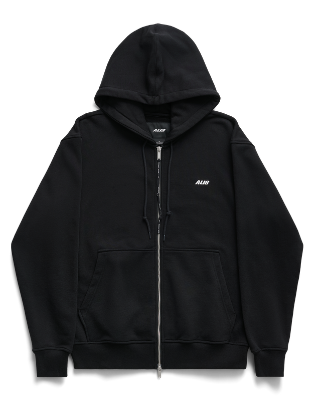 ALIS AARON HOODIE W/ ZIPPER & LOGO Hoodie Solid Black