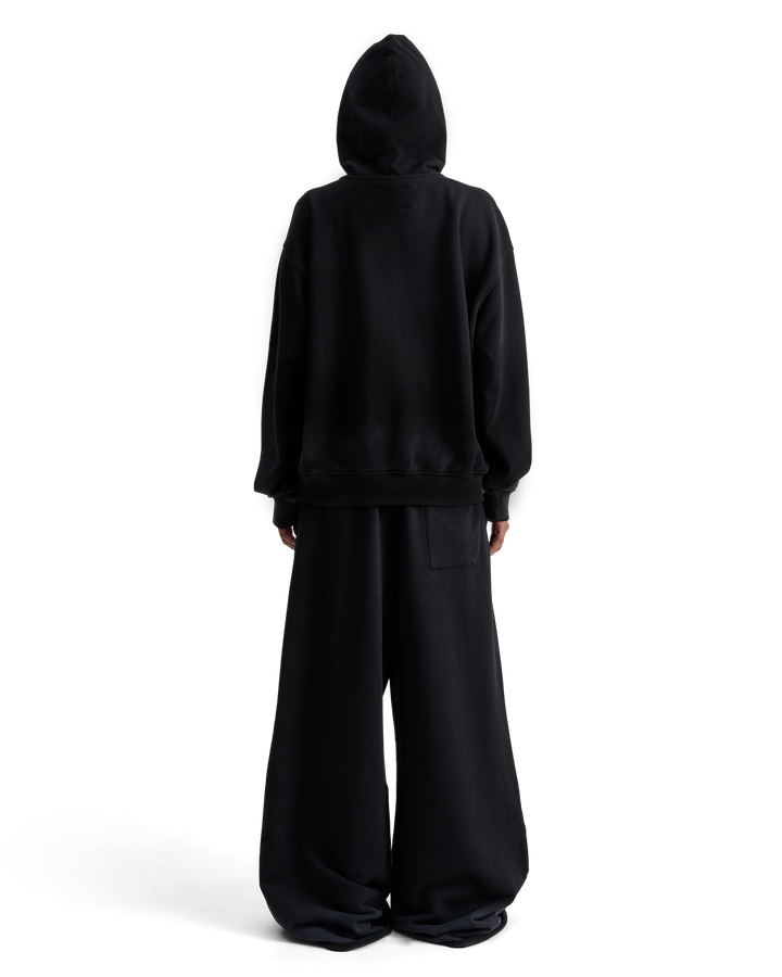 ALIS AARON HOODIE W/ ZIPPER & LOGO Hoodie Solid Black