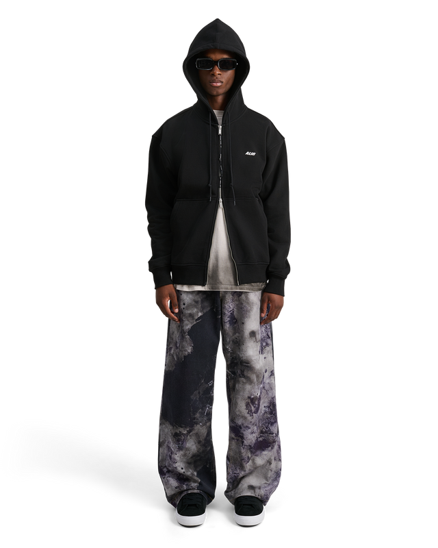 ALIS AARON HOODIE W/ ZIPPER & LOGO Hoodie Solid Black