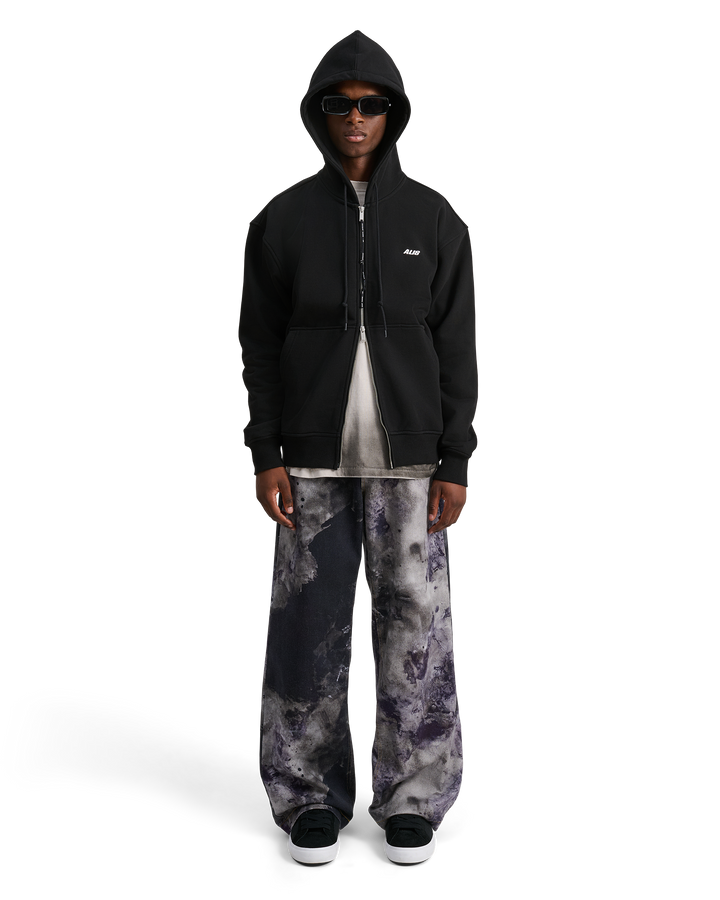 ALIS AARON HOODIE W/ ZIPPER & LOGO Hoodie Solid Black