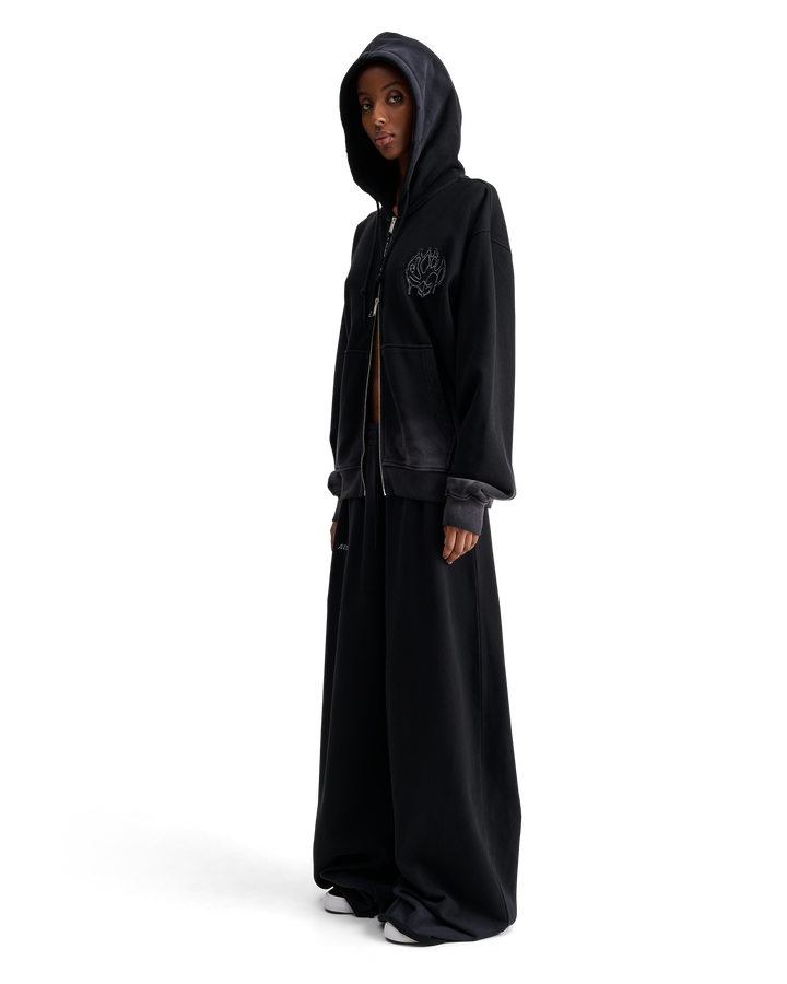 ALIS AARON HOODIE W/ ZIPPER & LOTUS PATCH Hoodie Faded Black