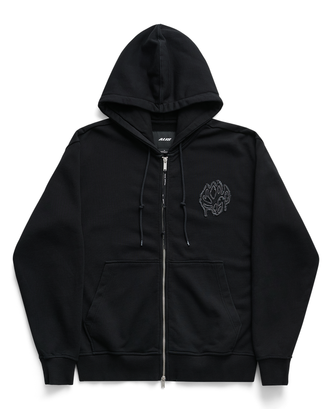 ALIS AARON HOODIE W/ ZIPPER & LOTUS PATCH Hoodie Faded Black