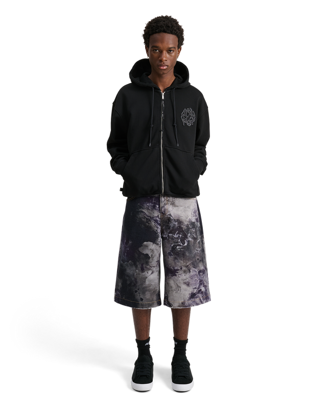 ALIS AARON HOODIE W/ ZIPPER & LOTUS PATCH Hoodie Faded Black