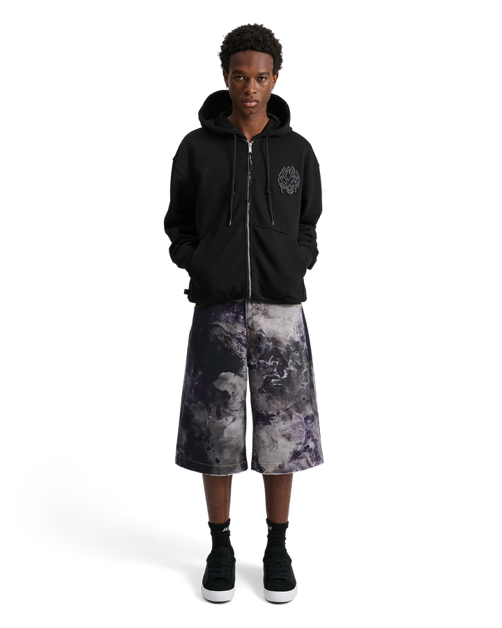 ALIS AARON HOODIE W/ ZIPPER & LOTUS PATCH Hoodie Faded Black