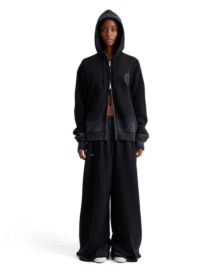 ALIS AARON HOODIE W/ ZIPPER & LOTUS PATCH Hoodie Faded Black