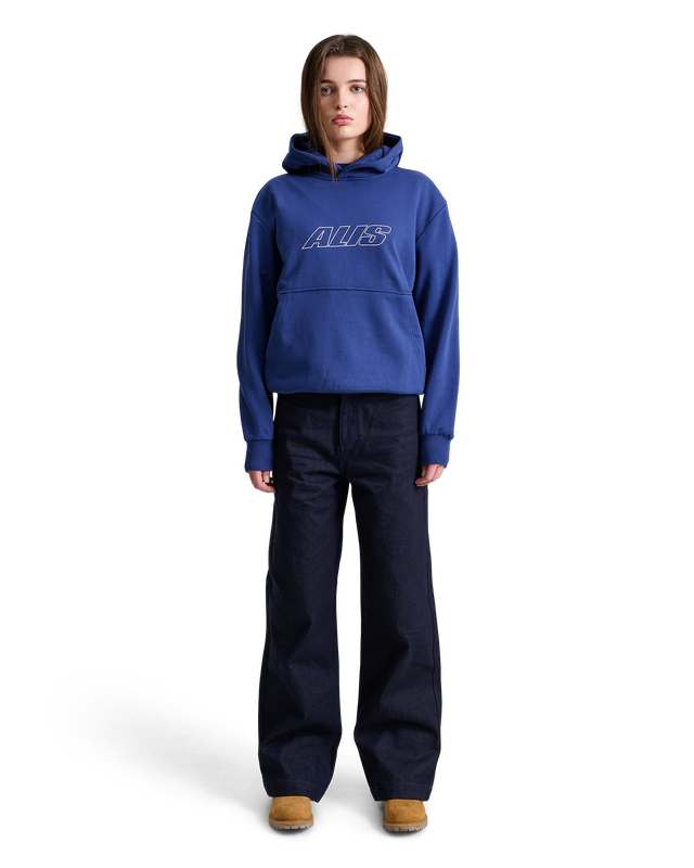 ALIS AORI HOODIE W/ CHEST LOGO OUTLINE Hoodie Solid Blue