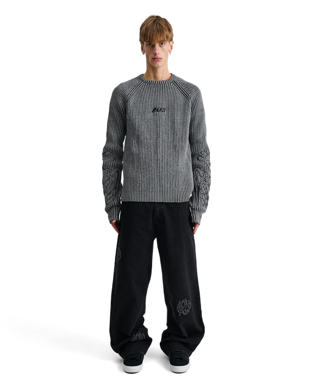 ALIS ARIA KNIT SWEAT W/ EMBROIDERY Knitwear Grey : Black