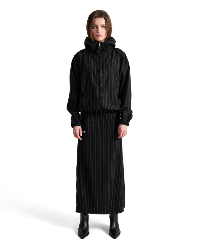 ALIS COCHET HOODED JACKET W. ZIP Jacket Black Pinstripe