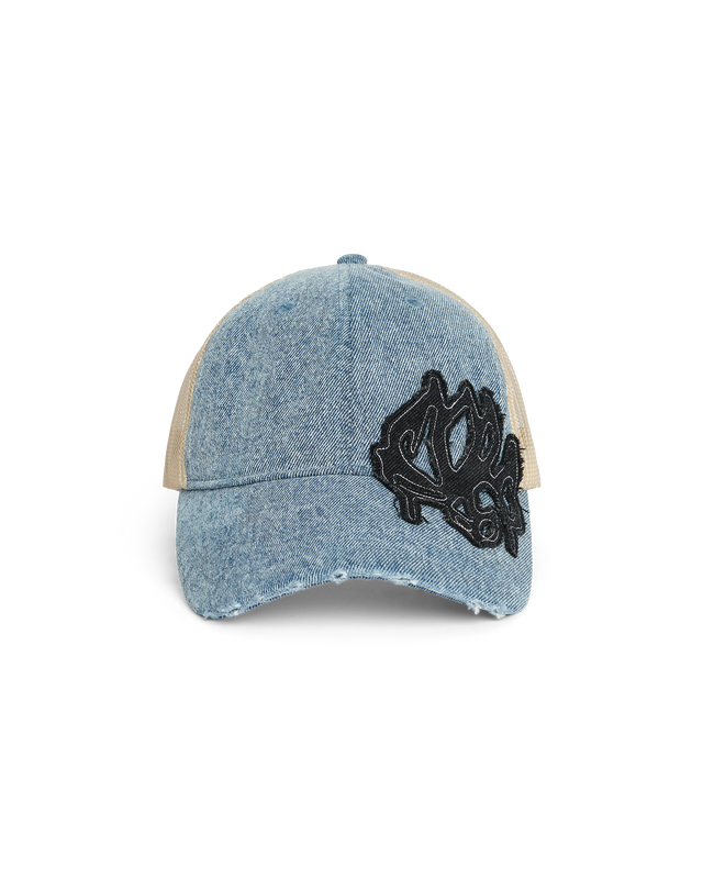 ALIS DONNEI TRUCKER CAP W/ LOTUS PATCH Headwear Washed Light Blue