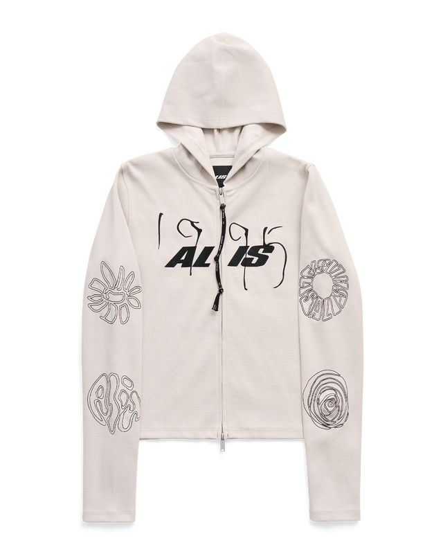 ALIS NORTEY RIB JERSEY HOODIE W/ ZIPPER & EMBROIDERY Hoodie