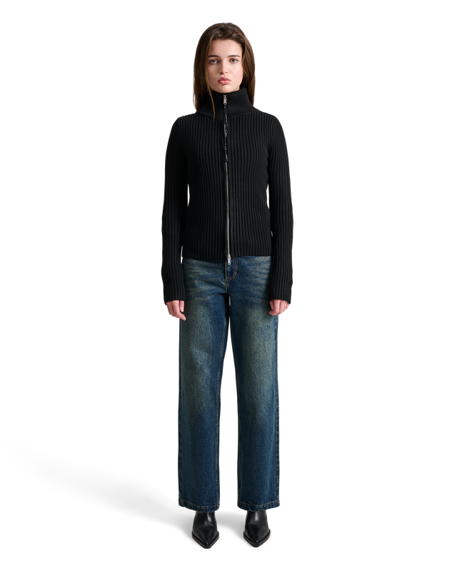 ALIS PEAROS KNIT SWEATER W/ ZIP Knitwear Solid Black