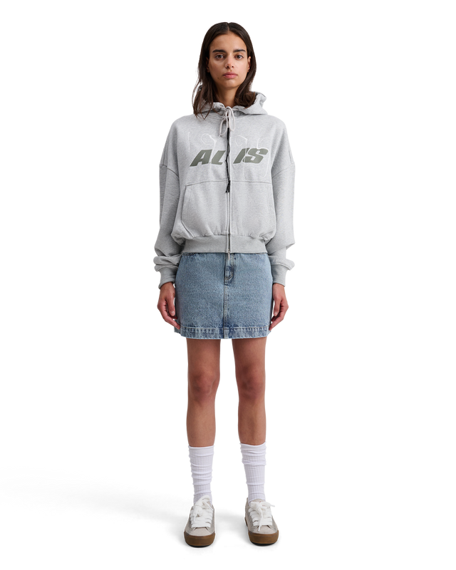 ALIS SHEN CROPPED HOODIE W/ ZIPPER Hoodie Grey Melange