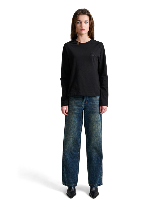 ALIS SOL LONG SLEEVE W. EMBROIDERED LOGO L/S Jersey Solid Black